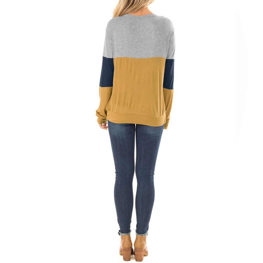 Colorblock Women's Long Sleeve Top Cutout Lightweight Sweatshirt Fall Medium M - Picture 4 of 9